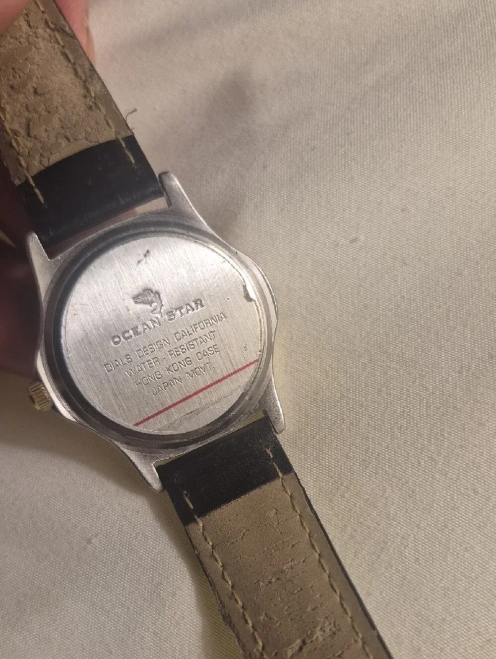 Ocean Star Gold Dial Black Leather Branded Wristwatch